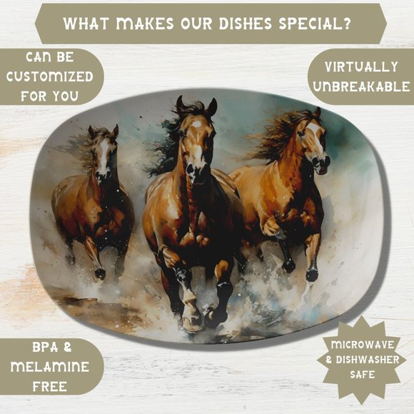 Horse Serving Platter - Farmhouse Dinnerware, Farmhouse Table Decor, 10x14 Inch - Picture 4 of 6